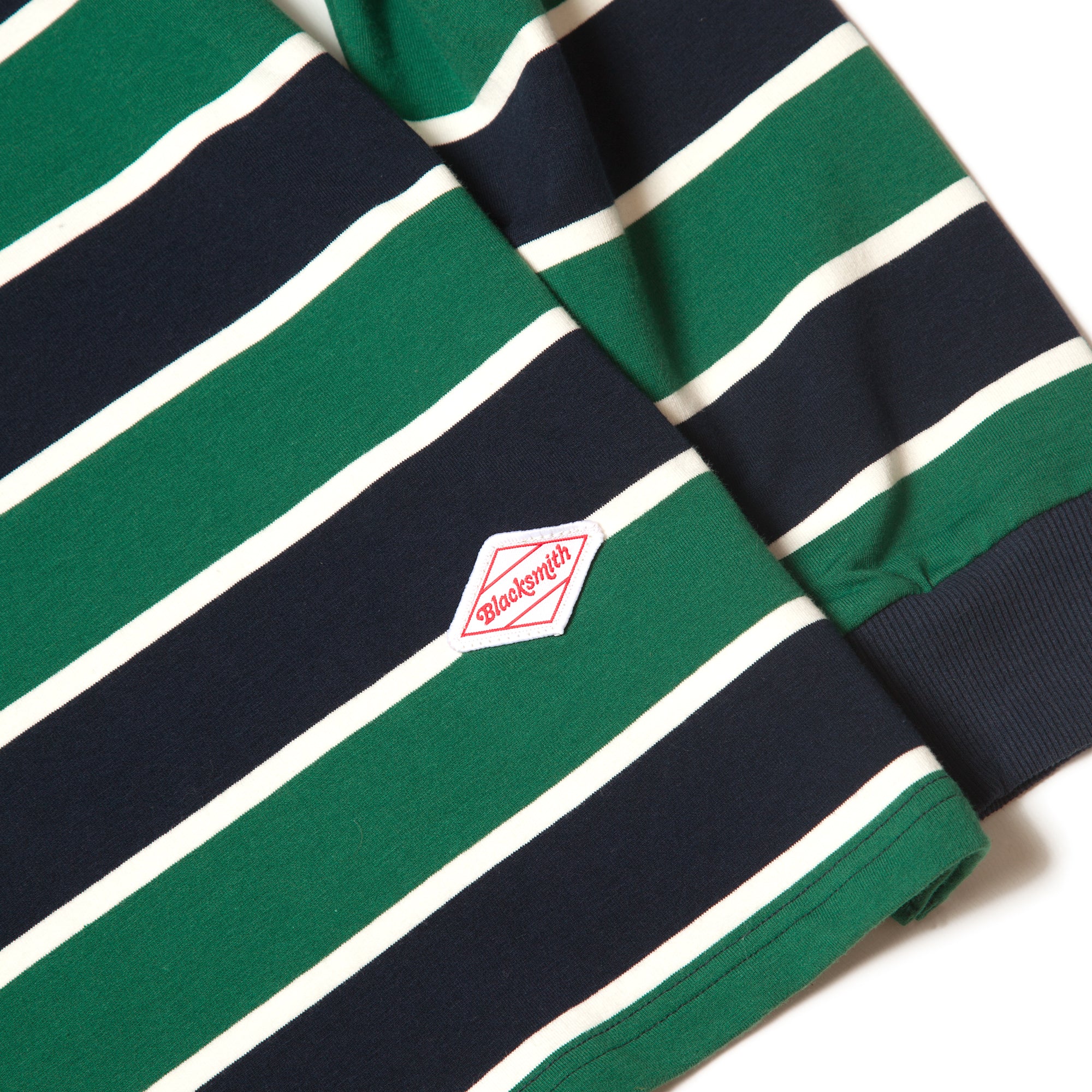 Blacksmith - Striped Long Sleeve Polo - Forest Green - Image 3
